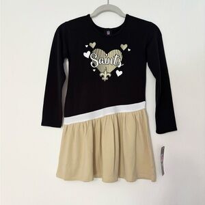 Girls NFL Team Apparel Saints Casual Dress 6X Black Tan NWT